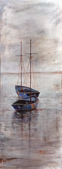 Abdul Hameed, 12 x 36 inch, Acrylic on Canvas, Seascape Painting, AC-ADHD-020